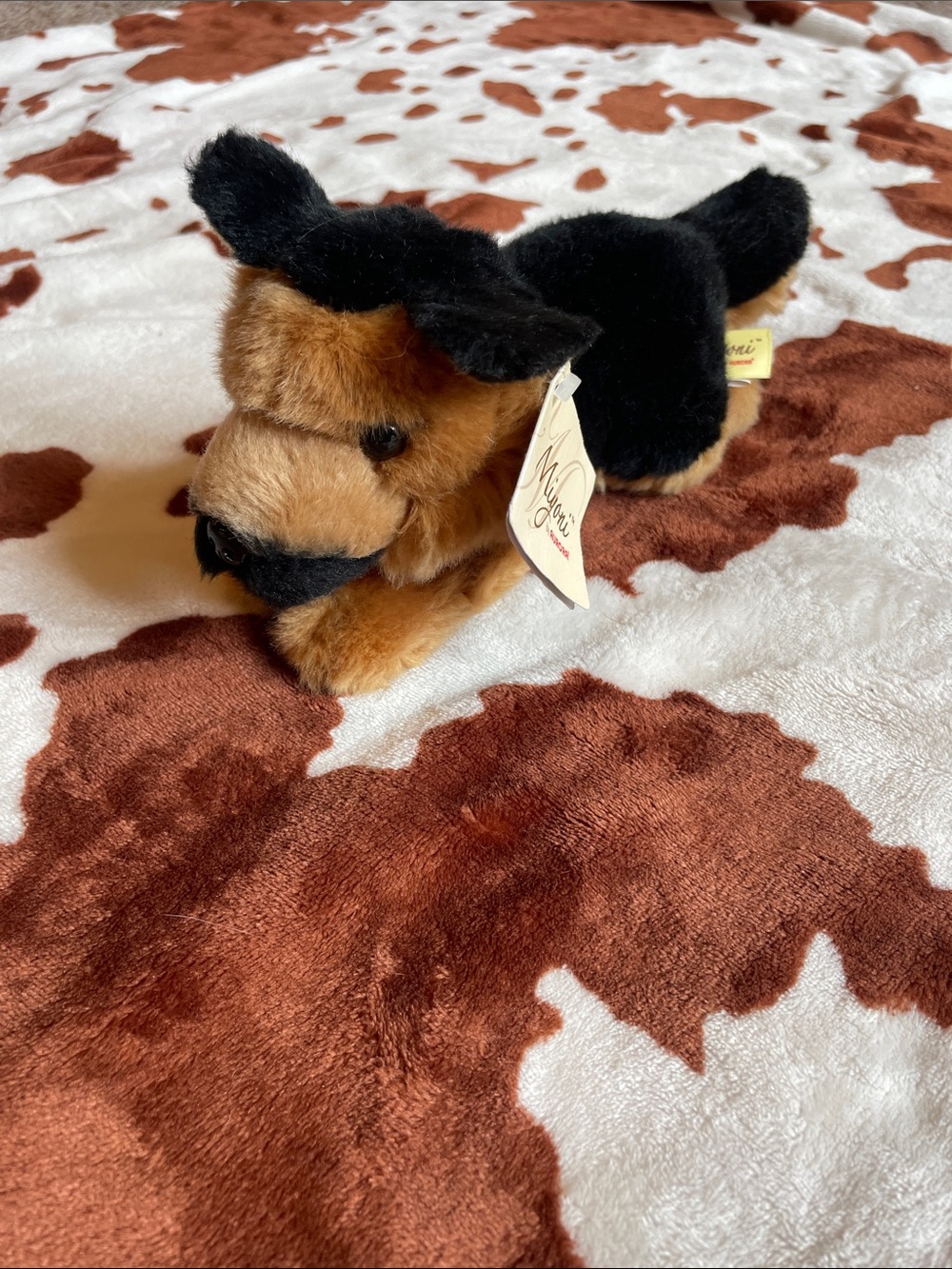 Plush Brown & Black Puppy Stuffed Animal - Mignonni Tag